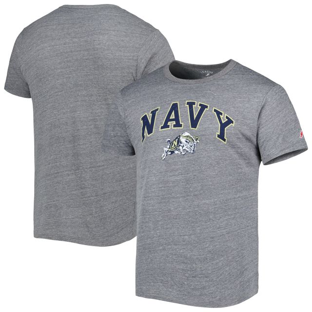 T-shirt à trois mélanges pour hommes League Collegiate Wear Heather Navy Midshipmen 1965 Arch Victory Falls