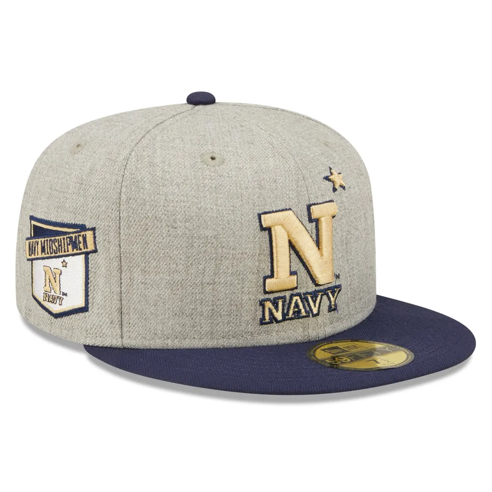 Lids Navy Midshipmen Patch 59FIFTY Fitted Hat - Heather Gray/Navy | Connecticut Post Mall
