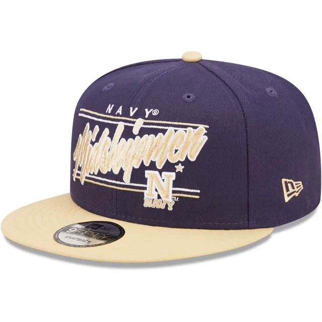 Men's New Era White Navy Midshipmen Foam 9FIFTY Trucker Snapback Hat