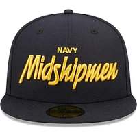 Casquette ajustée New Era Navy Midshipmen Script Original 59FIFTY pour homme