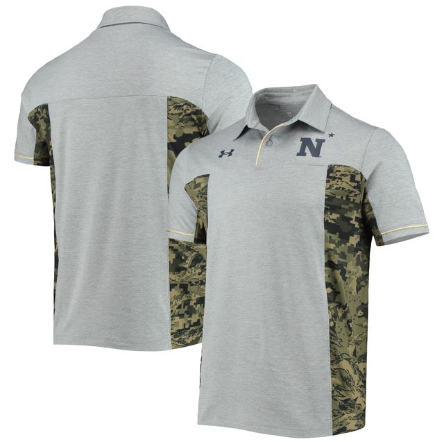 Polo Under Armour Heathered Grey Navy Midshipmen Freedom Performance pour hommes