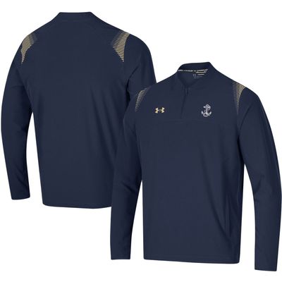 Men's Under Armour Navy Midshipmen 2021 Sideline Motivate Quarter-Zip Top