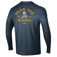 T-shirt à manches longues Under Armour Navy Midshipmen 2024 Rivalry Fear The Bones Performance pour homme