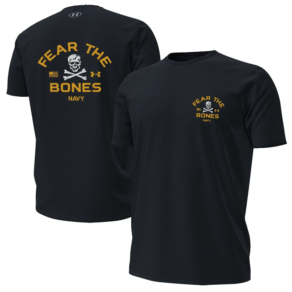 T-shirt de performance Under Armour Navy Midshipmen 2024 Rivalry Fear The Bones pour homme