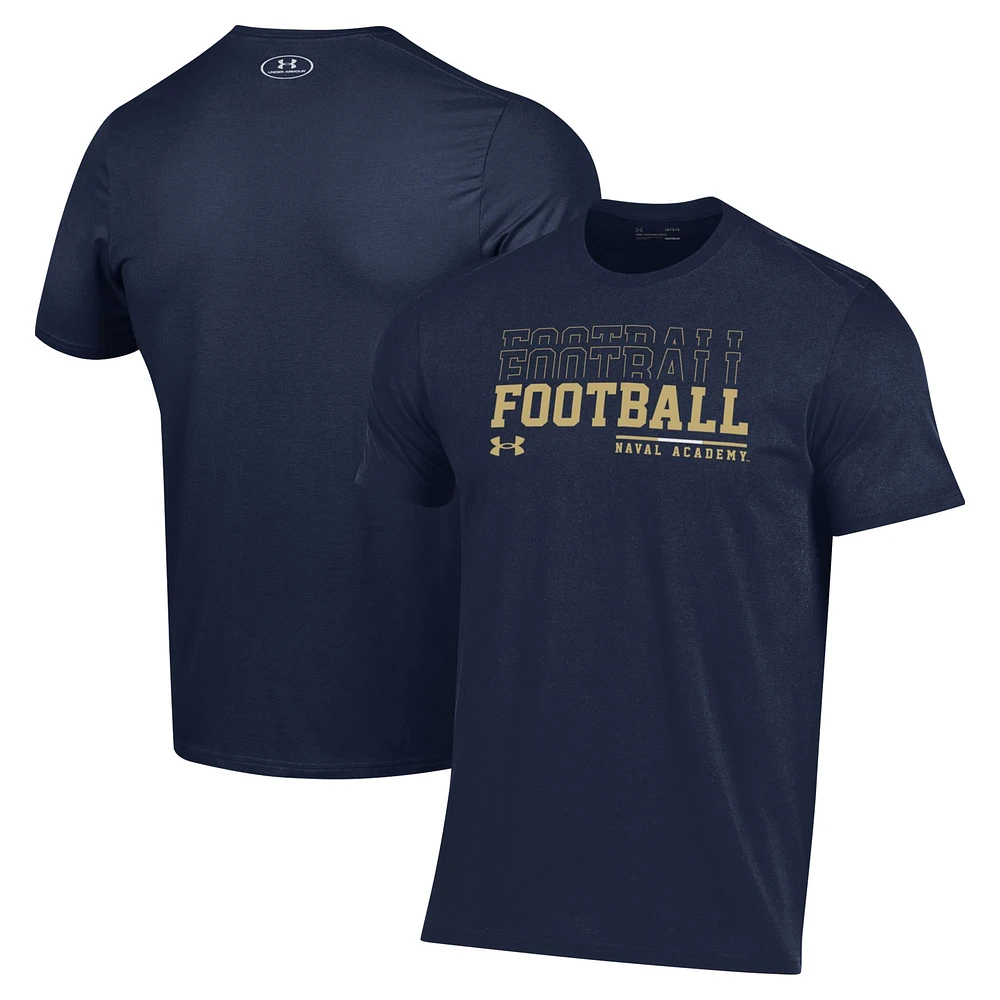 T-shirt Under Armour Navy Midshipmen 2024 Sideline Football Performance pour homme