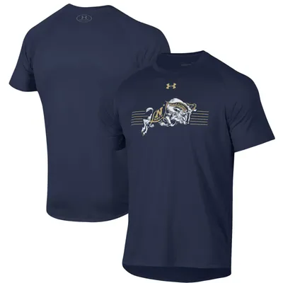 Navy Midshipmen Under Armour Logo Stripe Performance Raglan T-Shirt