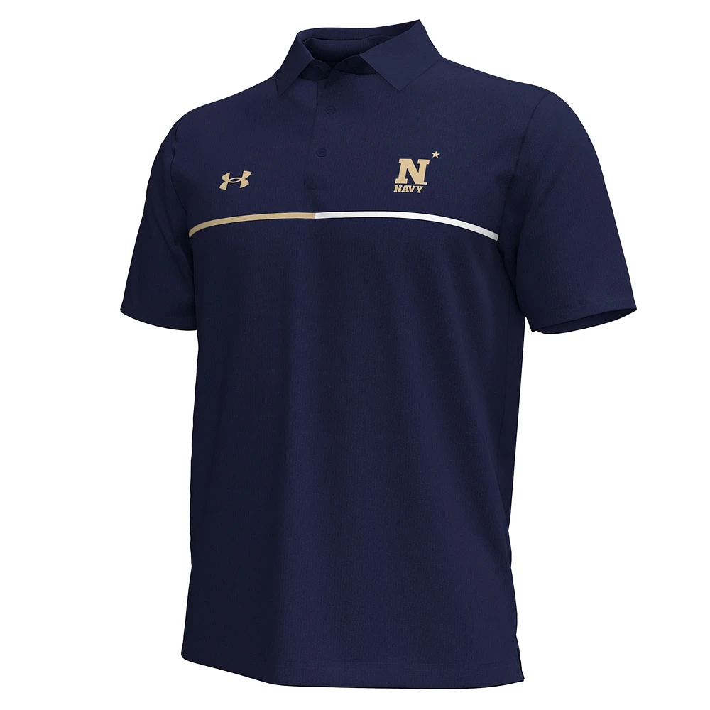 Men's Under Armour Navy Midshipmen Playoff Chest Stripe Performance Polo