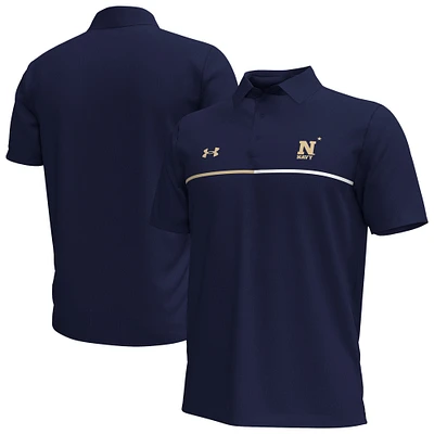 Men's Under Armour Navy Midshipmen Playoff Chest Stripe Performance Polo