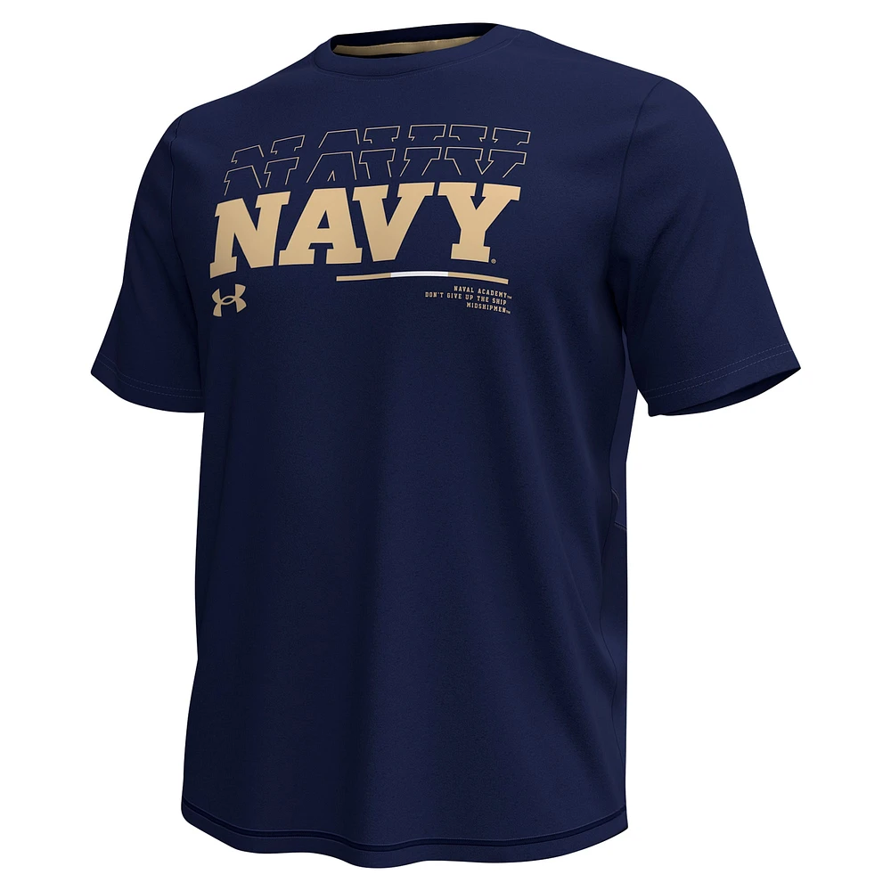 T-shirt Under Armour Midshipmen Sideline Knockout pour homme bleu marine