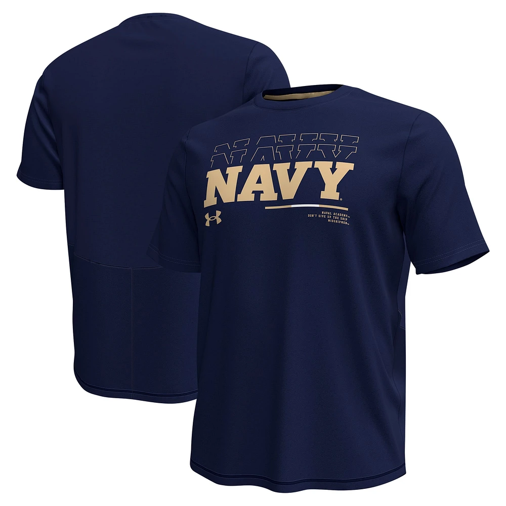 T-shirt Under Armour Midshipmen Sideline Knockout pour homme bleu marine