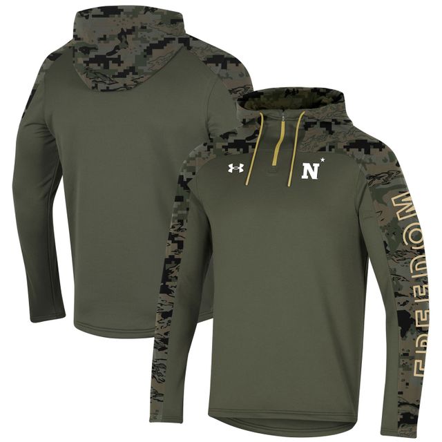 Under Armour Olive Navy Midshipmen Freedom Quarter-Zip Pull à capuche pour homme