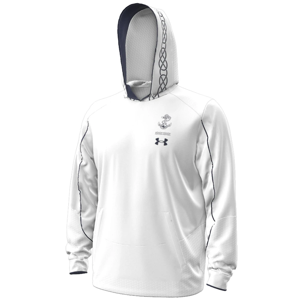 Under Armour Blanc Marine Midshipmen 2023 Aer Lingus College Football Classic Fleece Sweat à capuche pour homme