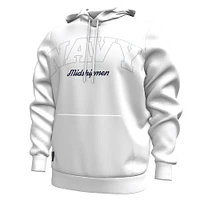 Men's Under Armour White Navy Midshipmen 2024 Sideline Essential Fleece Pullover Hoodie