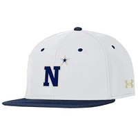 Men's Under Armour  White Navy Midshipmen Baseball Fitted Hat