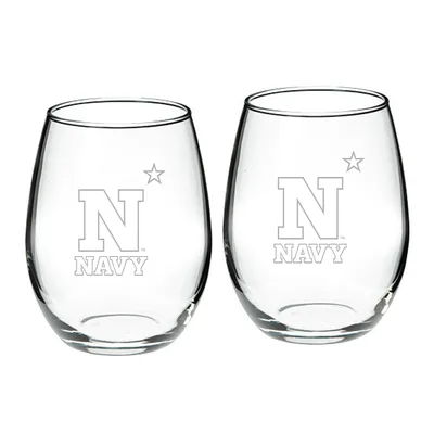 Navy Midshipmen 2-Piece 21oz. Stemless Wine Glass Set