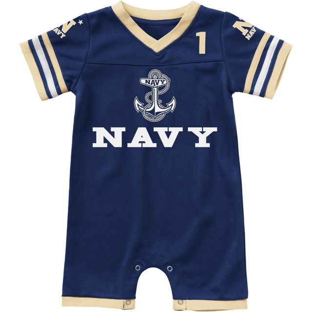 Nouveau-né et nourrisson Colosseum Navy Midshipmen Bumpo Football Logo Romper