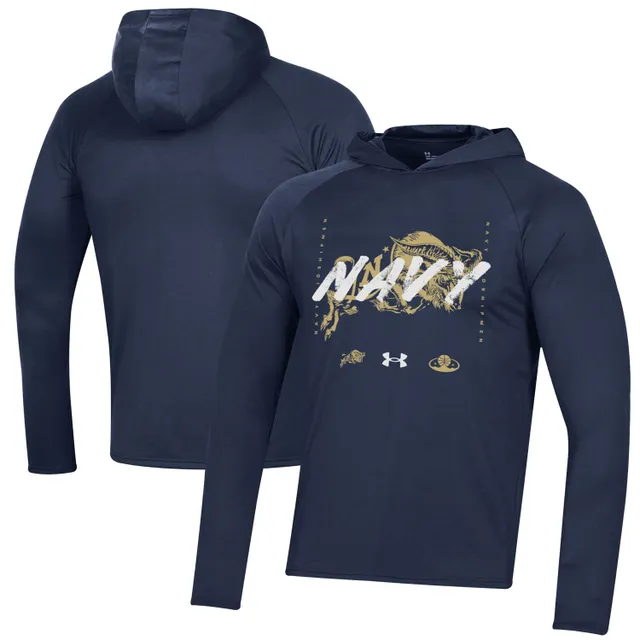 Men's Under Armour Navy Navy Midshipmen 2021 Sideline Command Quarter-Zip  Jacket