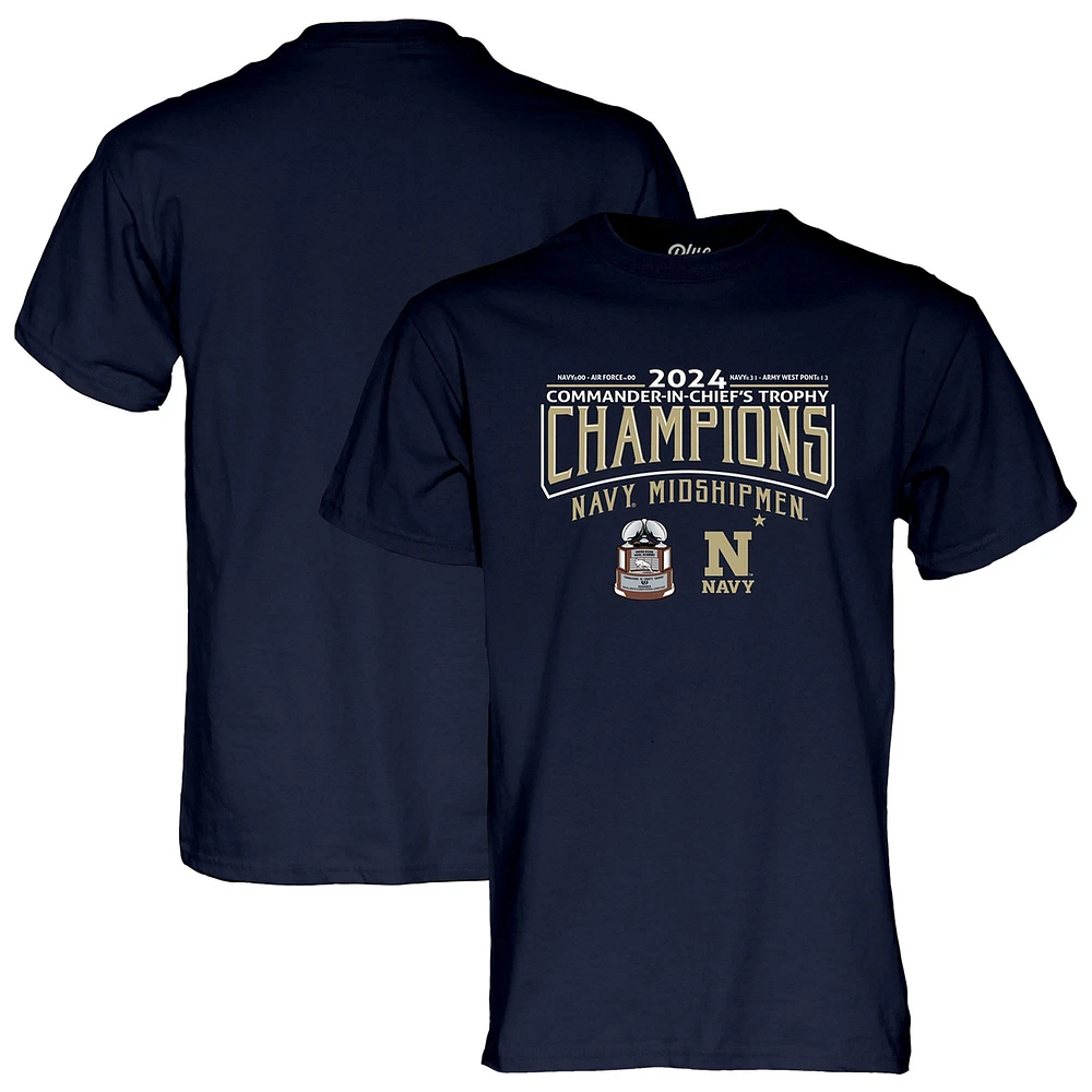 Unisex Blue 84  Navy Midshipmen 2024 Commander-In-Chief's Trophy Champions Score T-Shirt