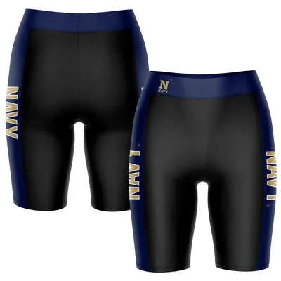 Navy Midshipmen Women's Striped Design Bike Shorts - Black/Navy