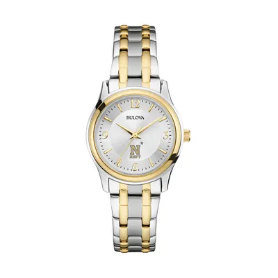 Navy Midshipmen Bulova Women's Classic Two-Tone Round Watch - Silver/Gold