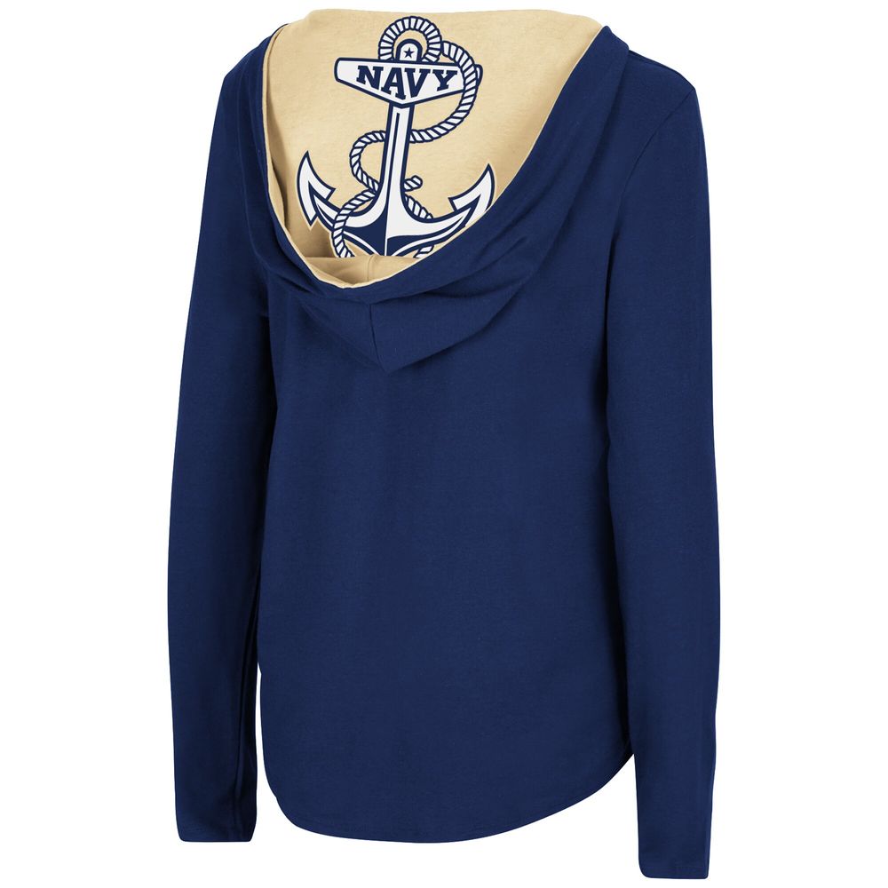 Women's Colosseum Navy Midshipmen Catalina Hoodie Long Sleeve T-Shirt