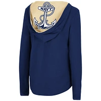 Colosseum Navy Midshipmen Catalina Hoodie T-shirt à manches longues pour femmes