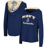 Women's Colosseum Navy Midshipmen Catalina Hoodie Long Sleeve T-Shirt