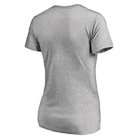 T-shirt col en V Dora pour femme, gris chiné, bleu marine, aspirant, grande taille