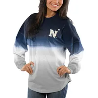 Women's Navy Midshipmen Ombre Long Sleeve Dip-Dyed Spirit Jersey