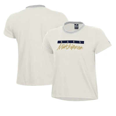 T-shirt Under Armour Midshipmen Iconic pour femme, blanc et bleu marine