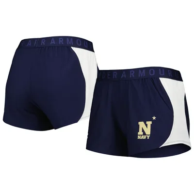 Navy Midshipmen Under Armour Women's Game Day Tech Mesh Performance Shorts - Navy/White