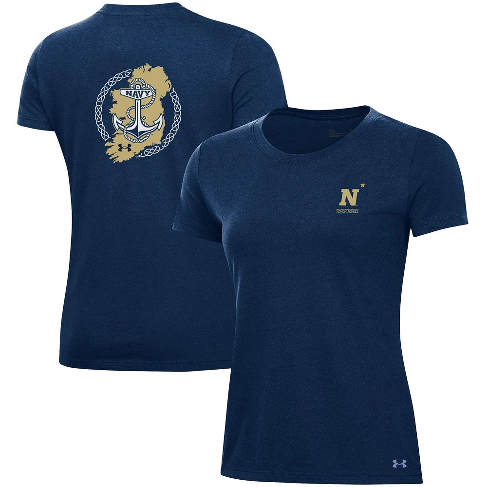 Women's Under Armour  Navy Midshipmen 2023 Aer Lingus College Football Classic Performance Cotton T-Shirt