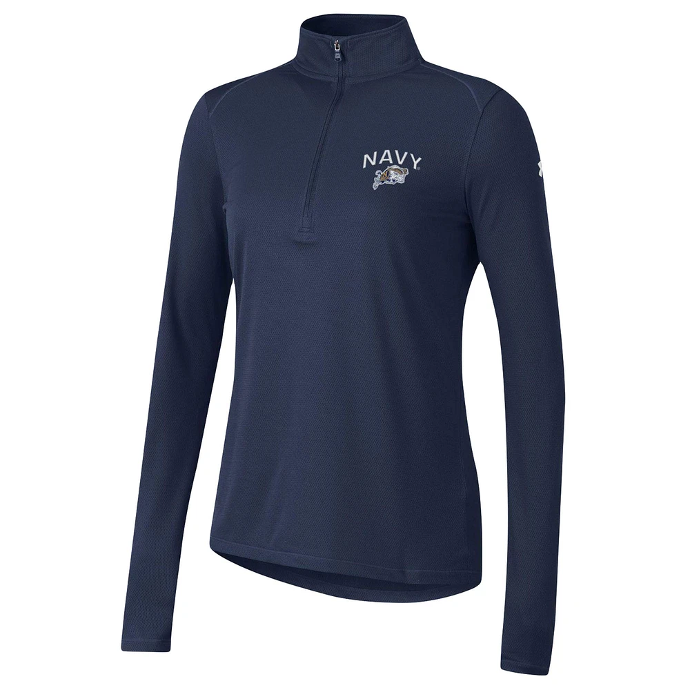 Women's Under Armour  Navy Midshipmen Tech Mesh Quarter-Zip Top