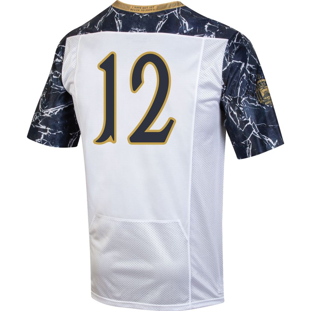 Women's Under Armour #12 White/Navy Navy Midshipmen 175 Years Special Game Replica Jersey