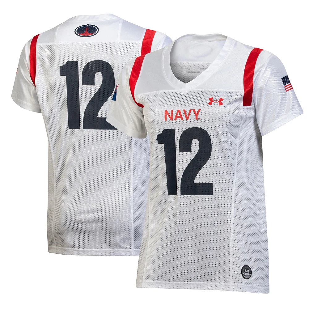 Maillot Under Armour blanc marine Midshipmen 2022 Special Games Replica pour femme