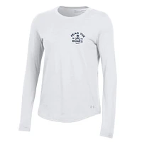 T-shirt à manches longues Under Armour blanc bleu marine Midshipmen 2024 Rivalry pour femme