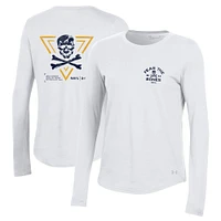 T-shirt à manches longues Under Armour blanc bleu marine Midshipmen 2024 Rivalry pour femme