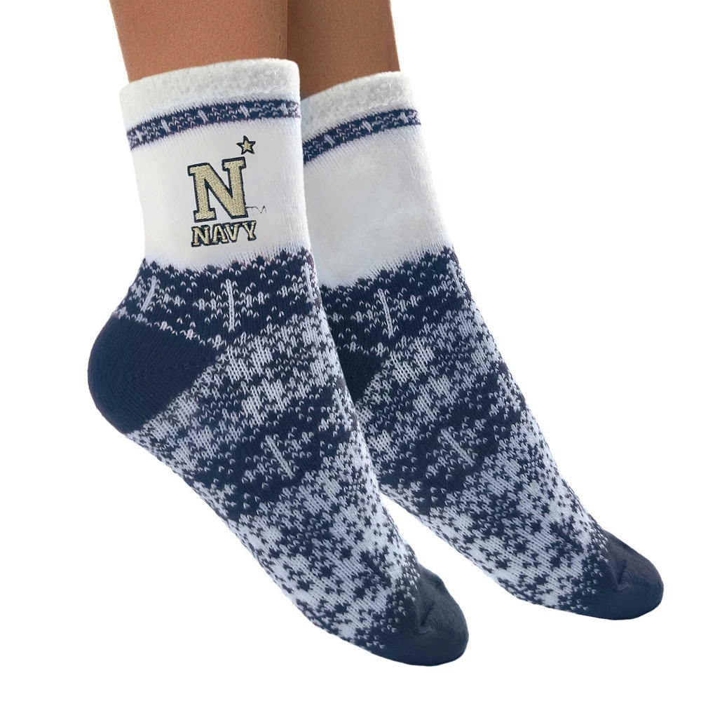 Women's ZooZatz Navy Midshipmen Fuzzy Holiday Crew Socks
