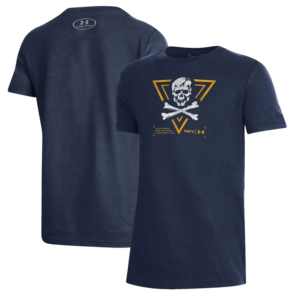 T-shirt de performance Rivalry Shield pour jeunes Under Armour Navy Midshipmen 2024