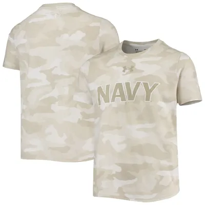 Youth Under Armour Tan Navy Midshipmen Camo Logo T-Shirt