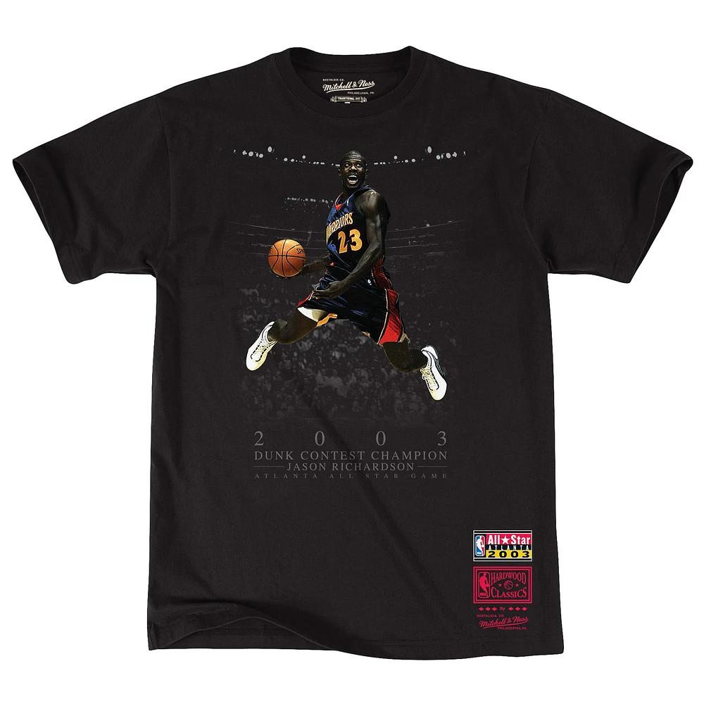 Men's Mitchell & Ness Jason Richardson Black 2003 NBA All-Star Game Hardwood Classic Slam Dunk Contest Champion T-Shirt