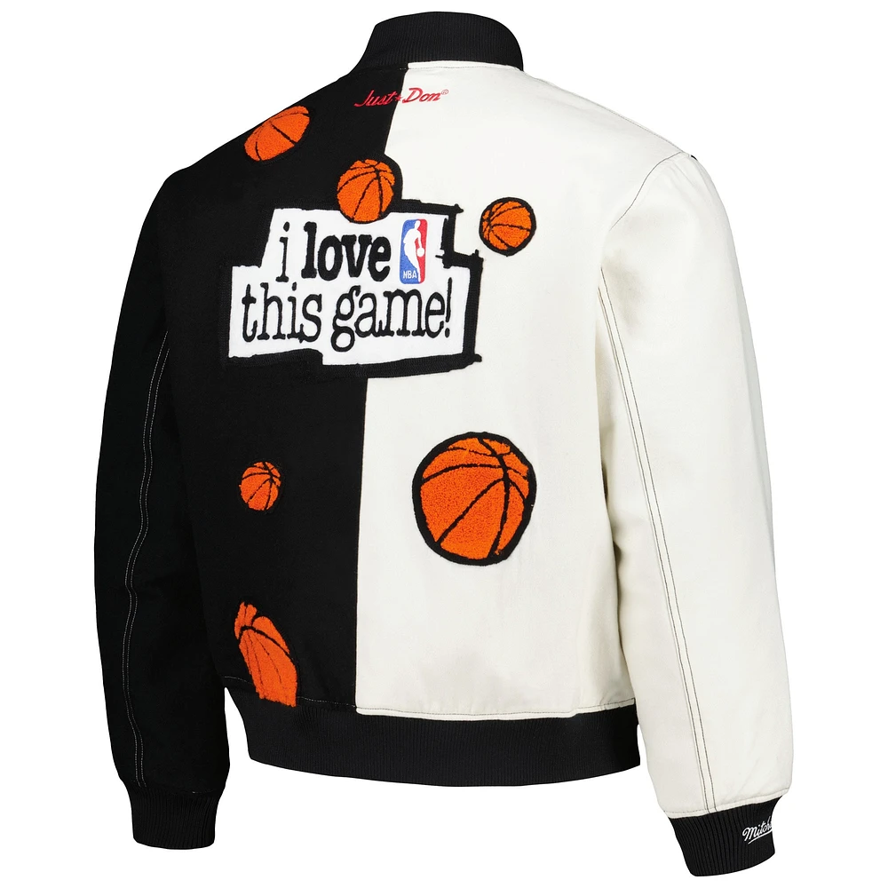 Mitchell & Ness x Just Don Noir/Blanc NBA J'adore ce jeu ! Veste à boutons-pression