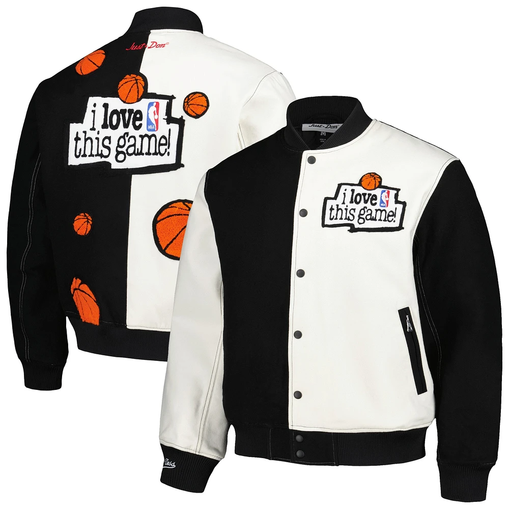 Mitchell & Ness x Just Don Noir/Blanc NBA J'adore ce jeu ! Veste à boutons-pression