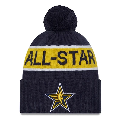 Bonnet en tricot à pompon à revers NBA All-Star Game 2024 New Era bleu marine pour homme