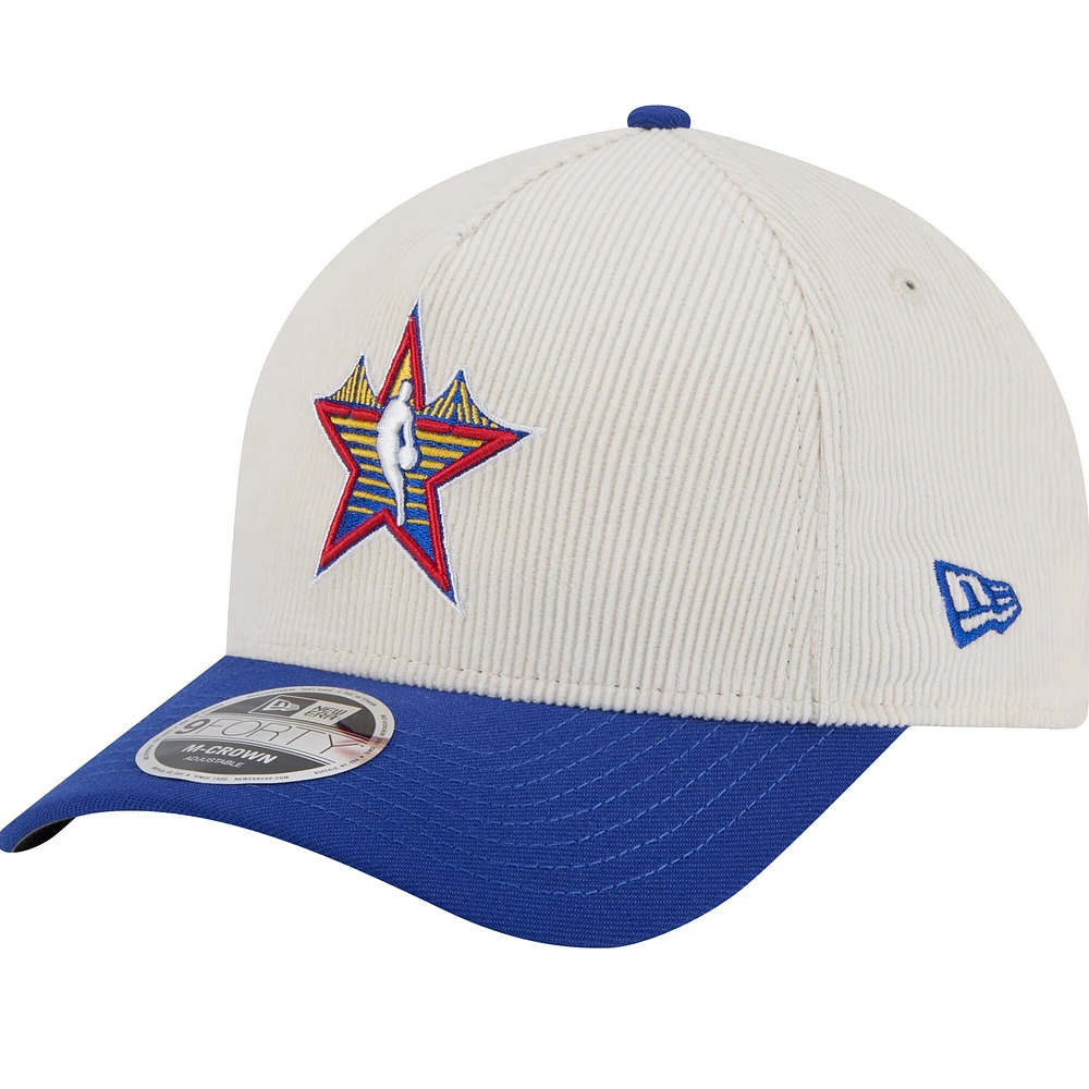 Casquette ajustable en velours côtelé Big Star A-Frame 9FORTY NBA All-Star Game 2025 pour homme New Era blanche/bleu marine