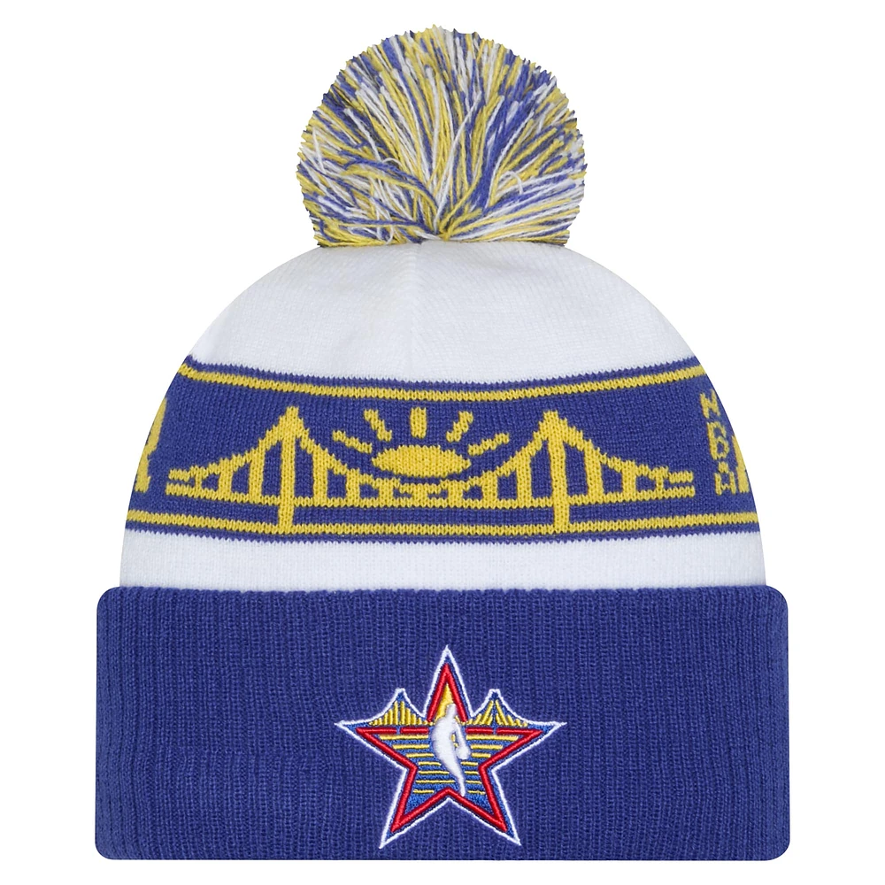 Bonnet en tricot à revers avec pompon NBA All-Star Game 2025 blanc New Era pour homme