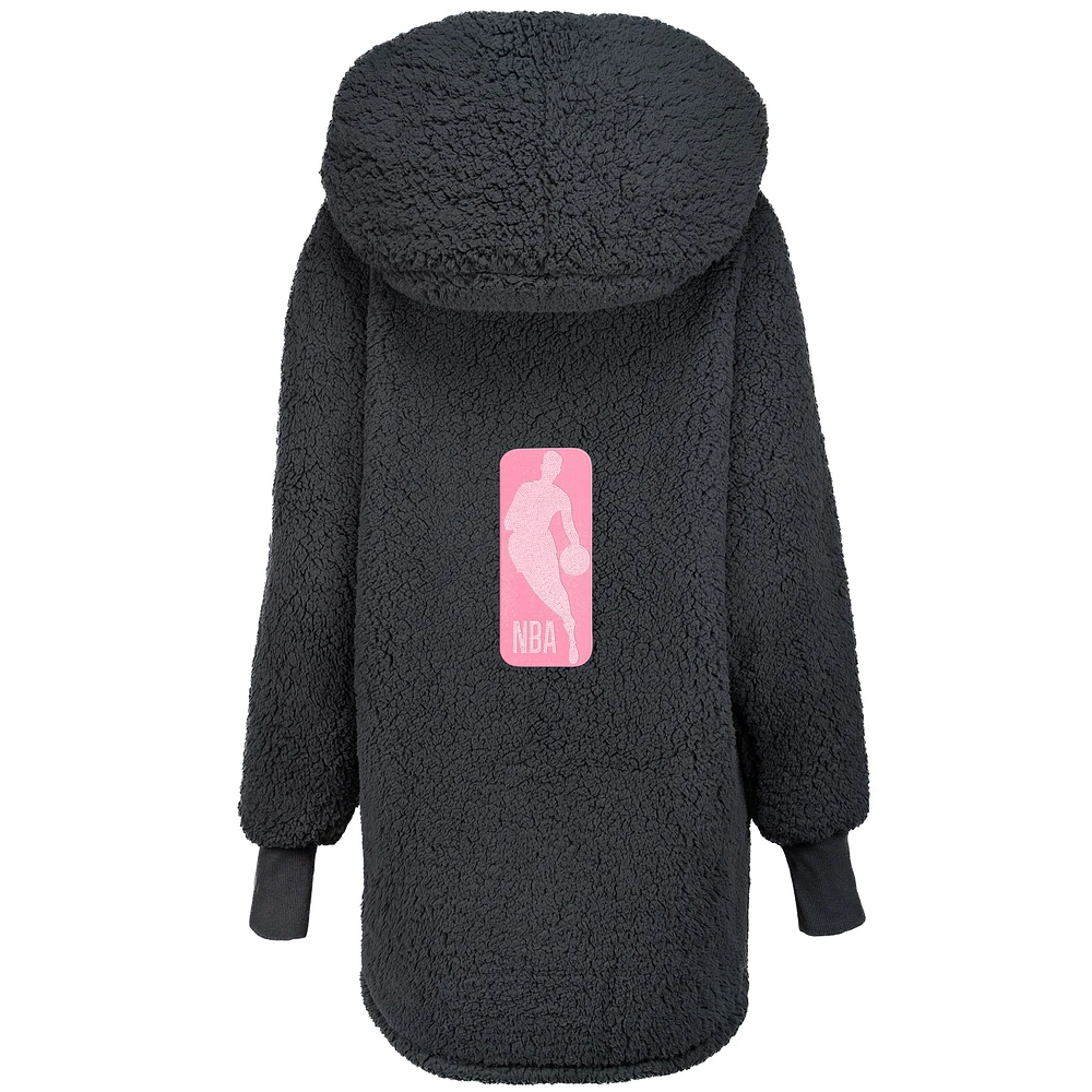 Unisex The Best Lounger World By Jill Martin  Black NBA Breast Cancer Awareness Oversized Bedazzled Lounge Front Button