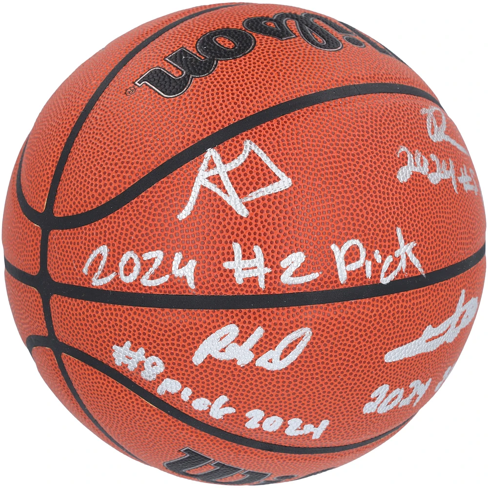 2024 NBA Draft Autographed Wilson Official Game Basketball Featuring Alexandre Sarr, Ron Holland II, Rob Dillingham & Isaiah Collier with "# Pick" Inscriptions - Limited Edition #12/12
