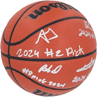 2024 NBA Draft Autographed Wilson Official Game Basketball Featuring Alexandre Sarr, Ron Holland II, Rob Dillingham & Isaiah Collier with "# Pick" Inscriptions - Limited Edition #12/12