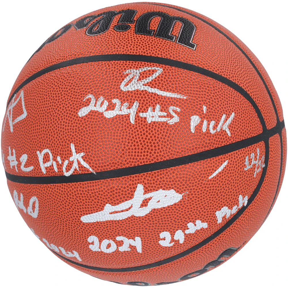 2024 NBA Draft Autographed Wilson Official Game Basketball Featuring Alexandre Sarr, Ron Holland II, Rob Dillingham & Isaiah Collier with "# Pick" Inscriptions - Limited Edition #12/12